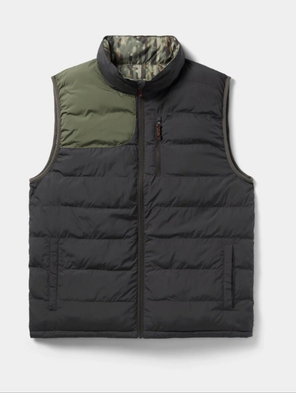 Duck Camp Men's Reversible Puffer Vest - Raven Woodland (Black) Size Large